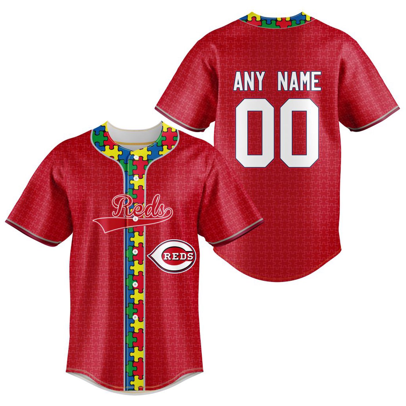 MLB Cincinnati Reds Specialized Baseball Jersey Fearless Aganst Autism Gift for Men Women - Bafud T-Shirts,... (Image 2)