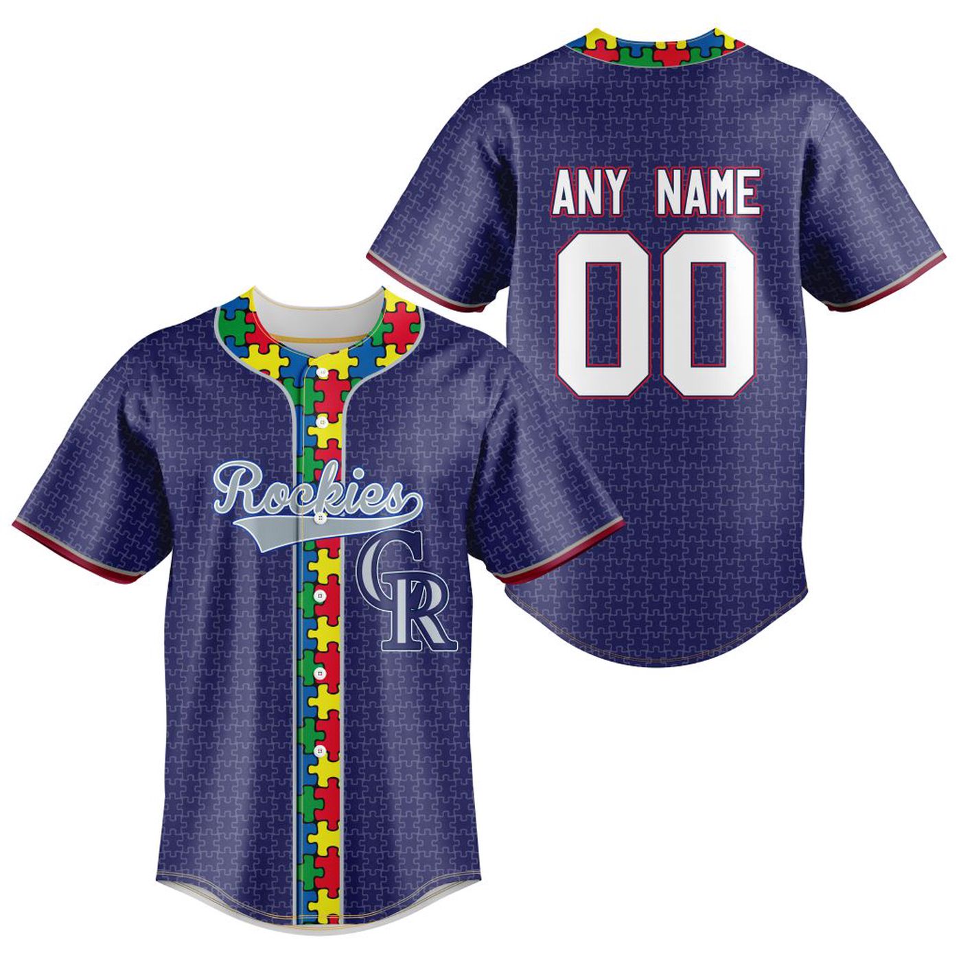 MLB Colorado Rockies Specialized Baseball Jersey Fearless Aganst Autism Gift for Men Women - Bafud T-Shirts,... (Image 2)