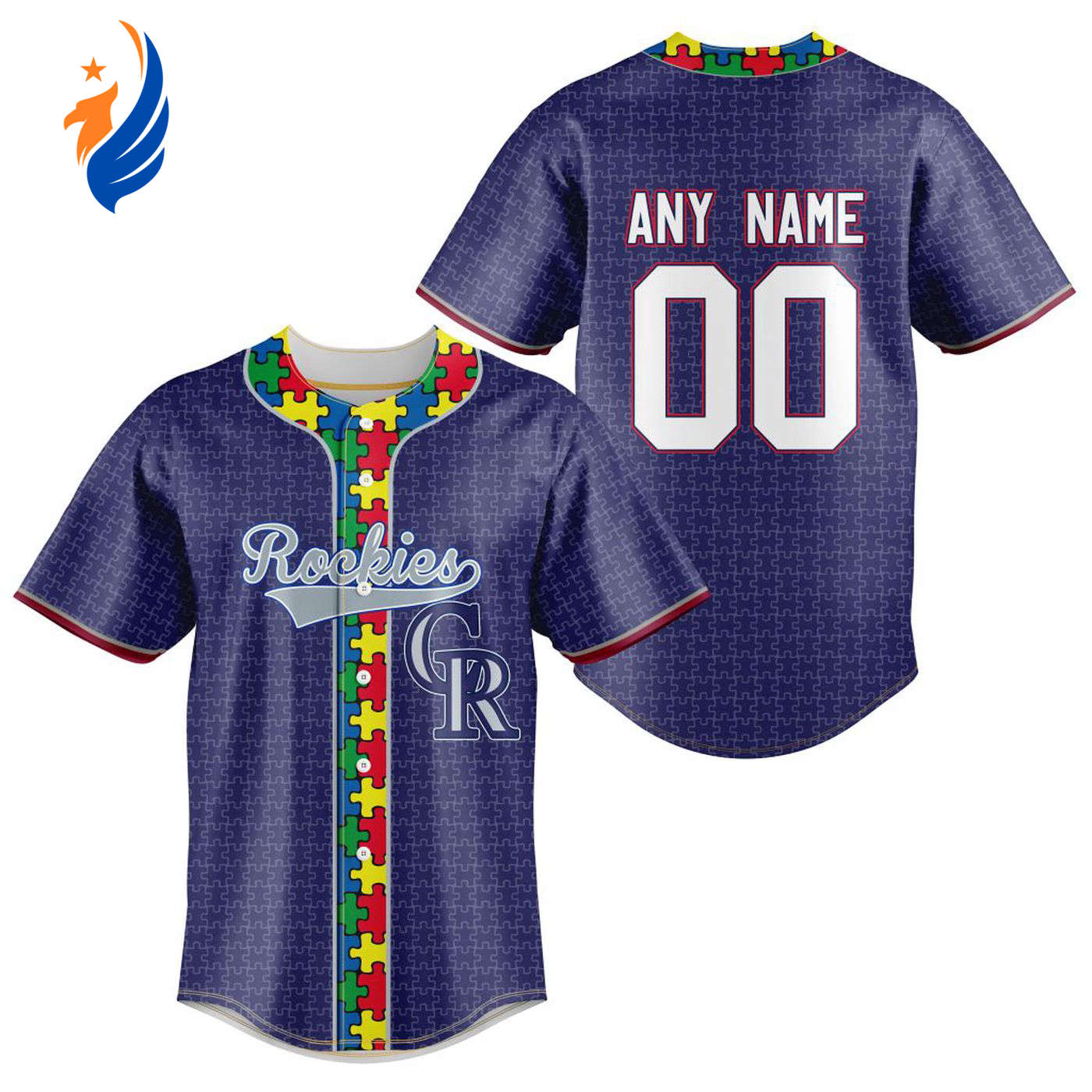MLB Colorado Rockies Specialized Baseball Jersey Fearless Aganst Autism Gift for Men Women - Bafud T-Shirts,... (Image 1)