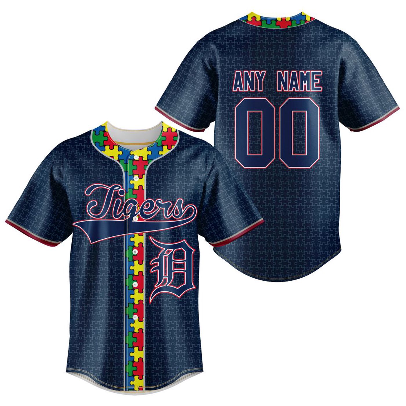 MLB Detroit Tigers Specialized Baseball Jersey Fearless Aganst Autism Gift for Men Women - Bafud T-Shirts,... (Image 2)
