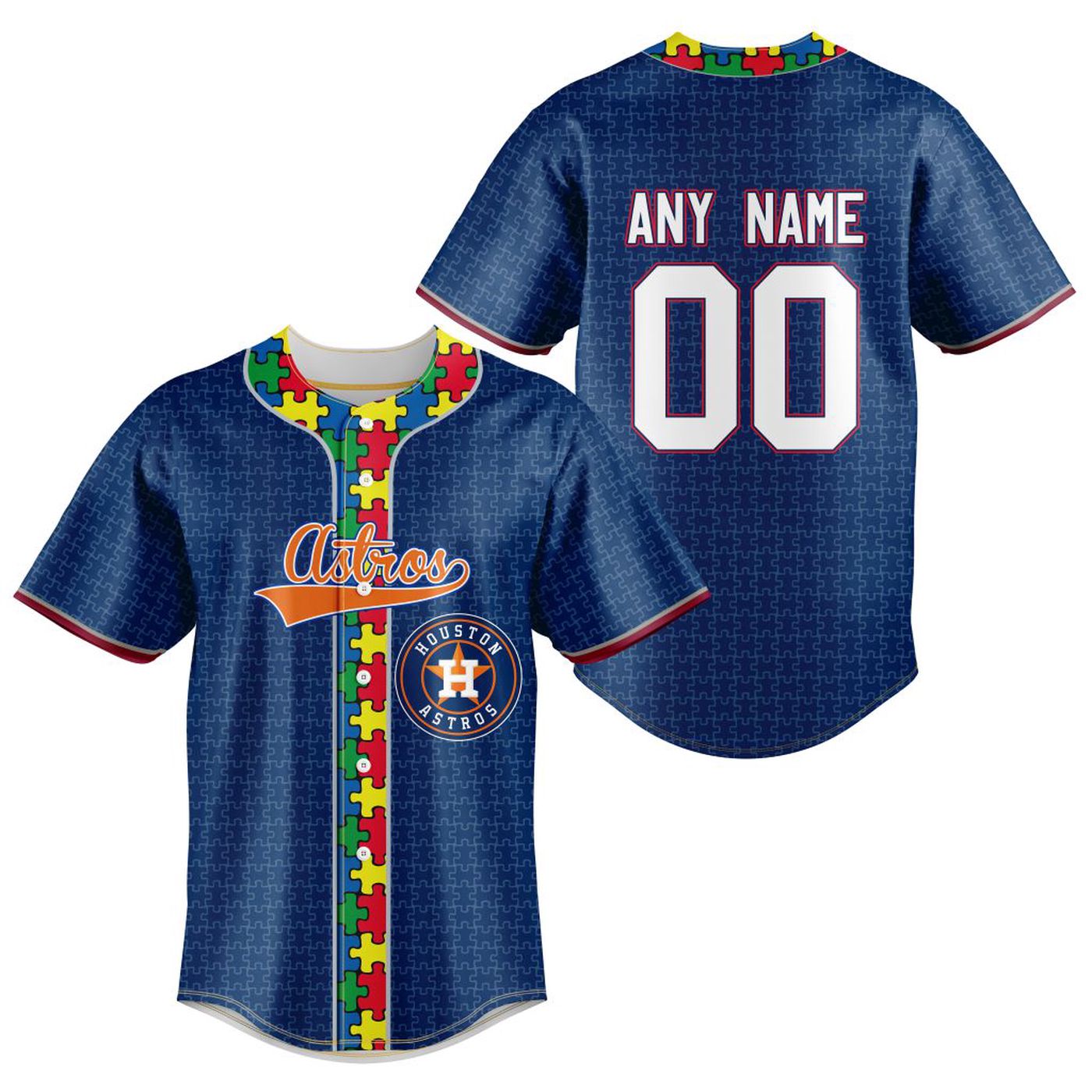 MLB Houston Astros Mix Grateful Dead | Specialized Baseball Jersey Fearless Aganst Autism Gift for Men Women -... (Image 2)