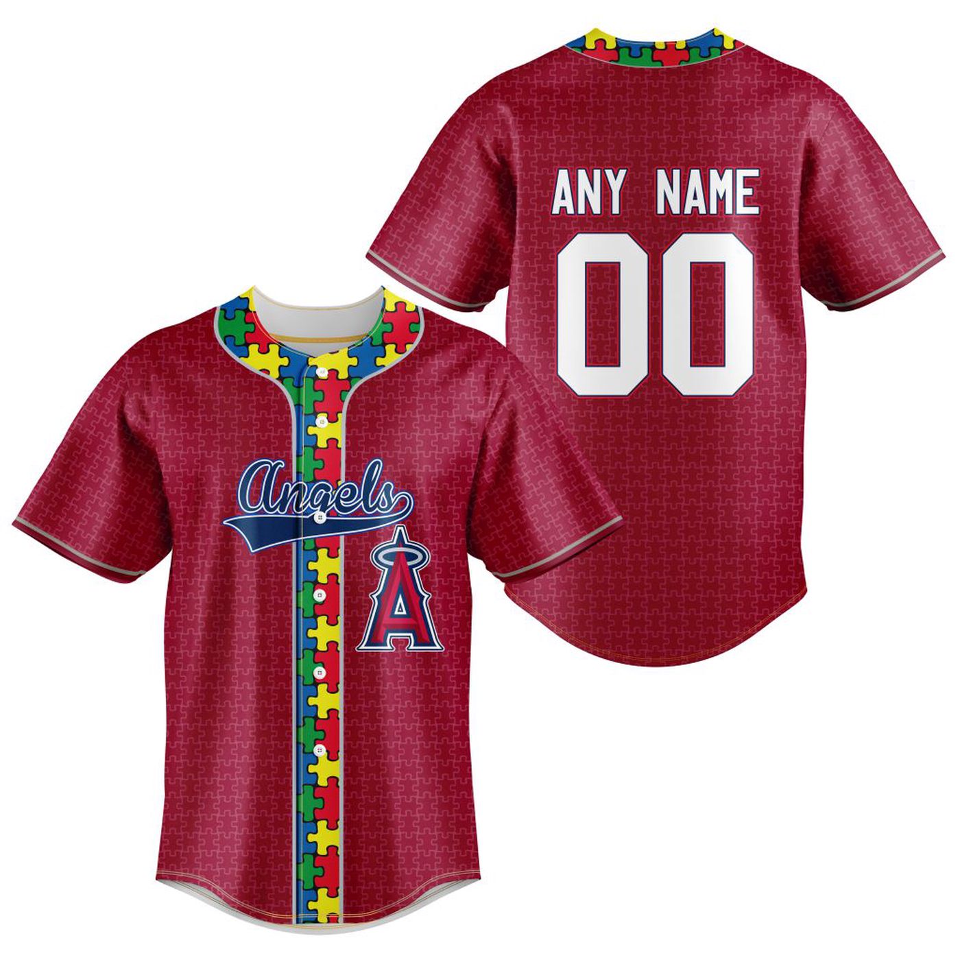 MLB Los Angeles Angels Of Anaheim Specialized Baseball Jersey Fearless Aganst Autism Gift for Men Women - Bafud... (Image 2)