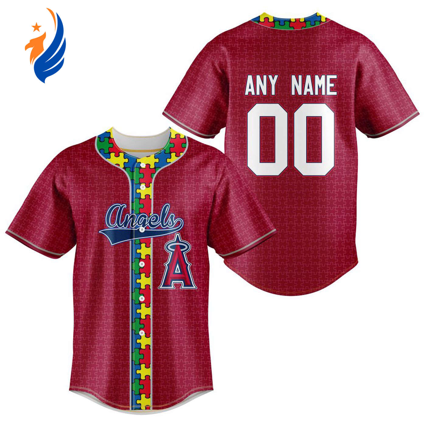 MLB Los Angeles Angels Of Anaheim Specialized Baseball Jersey Fearless Aganst Autism Gift for Men Women - Bafud... (Image 1)