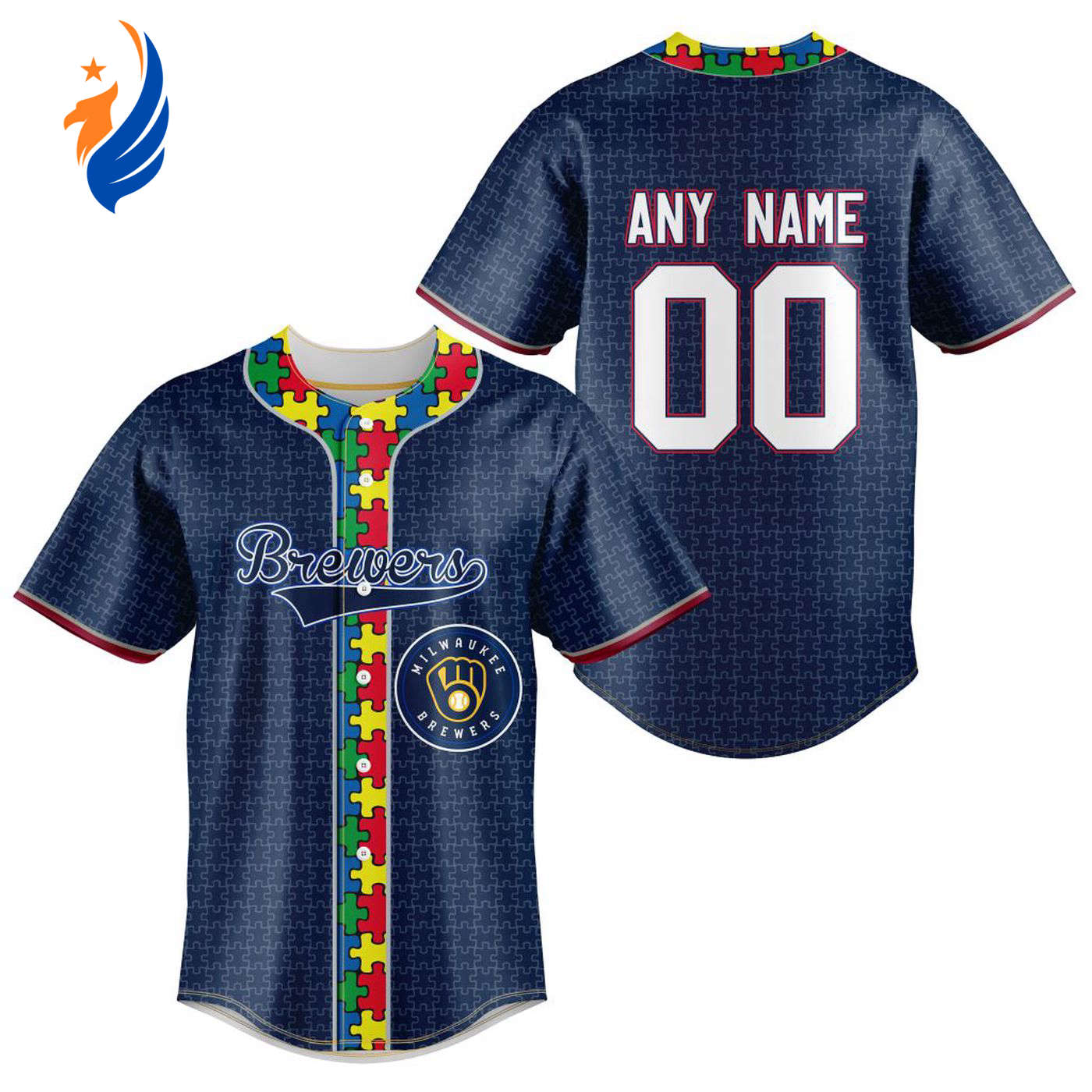 MLB Milwaukee Brewers Mix Grateful Dead | Specialized Baseball Jersey Fearless Aganst Autism Gift for Men Women... (Image 1)