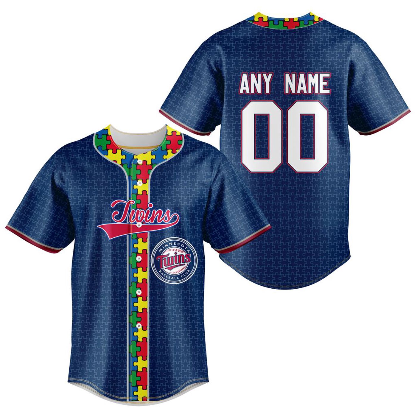 MLB Minnesota Twins Specialized Baseball Jersey Fearless Aganst Autism Gift for Men Women - Bafud T-Shirts,... (Image 2)