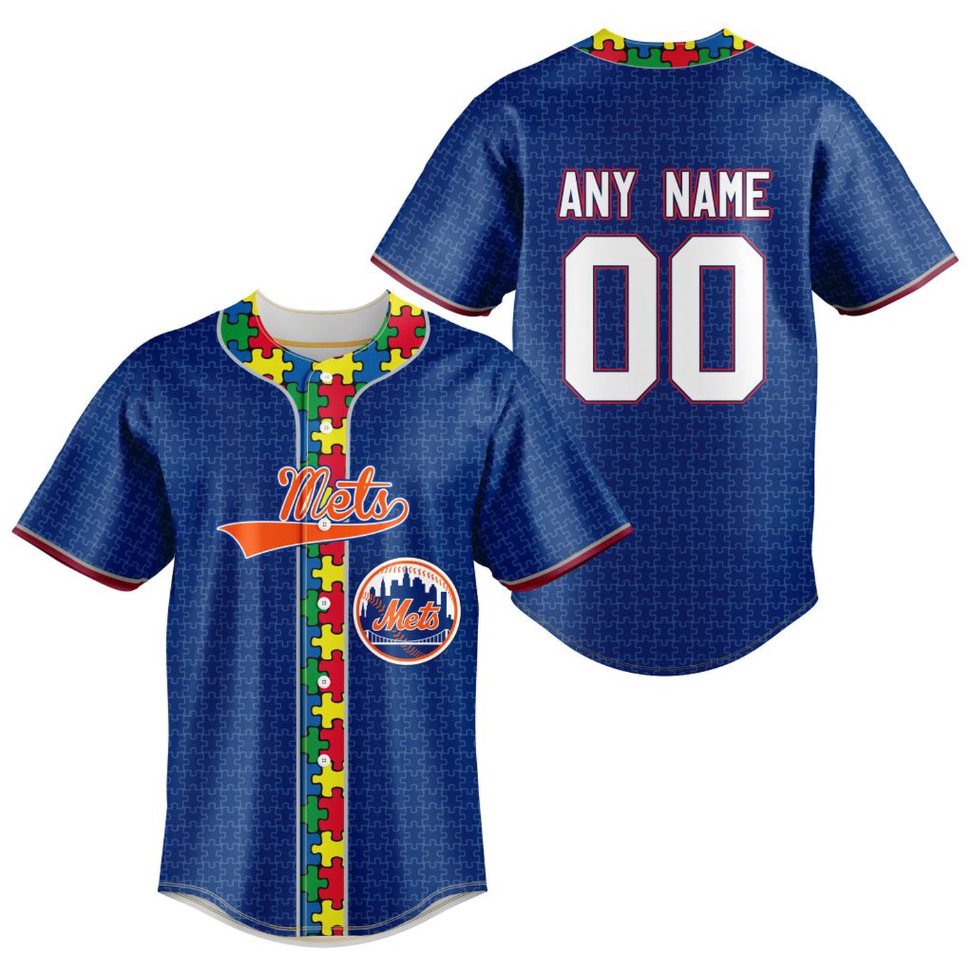 MLB New York Mets Specialized Baseball Jersey Fearless Aganst Autism Gift for Men Women - Bafud T-Shirts,... (Image 2)