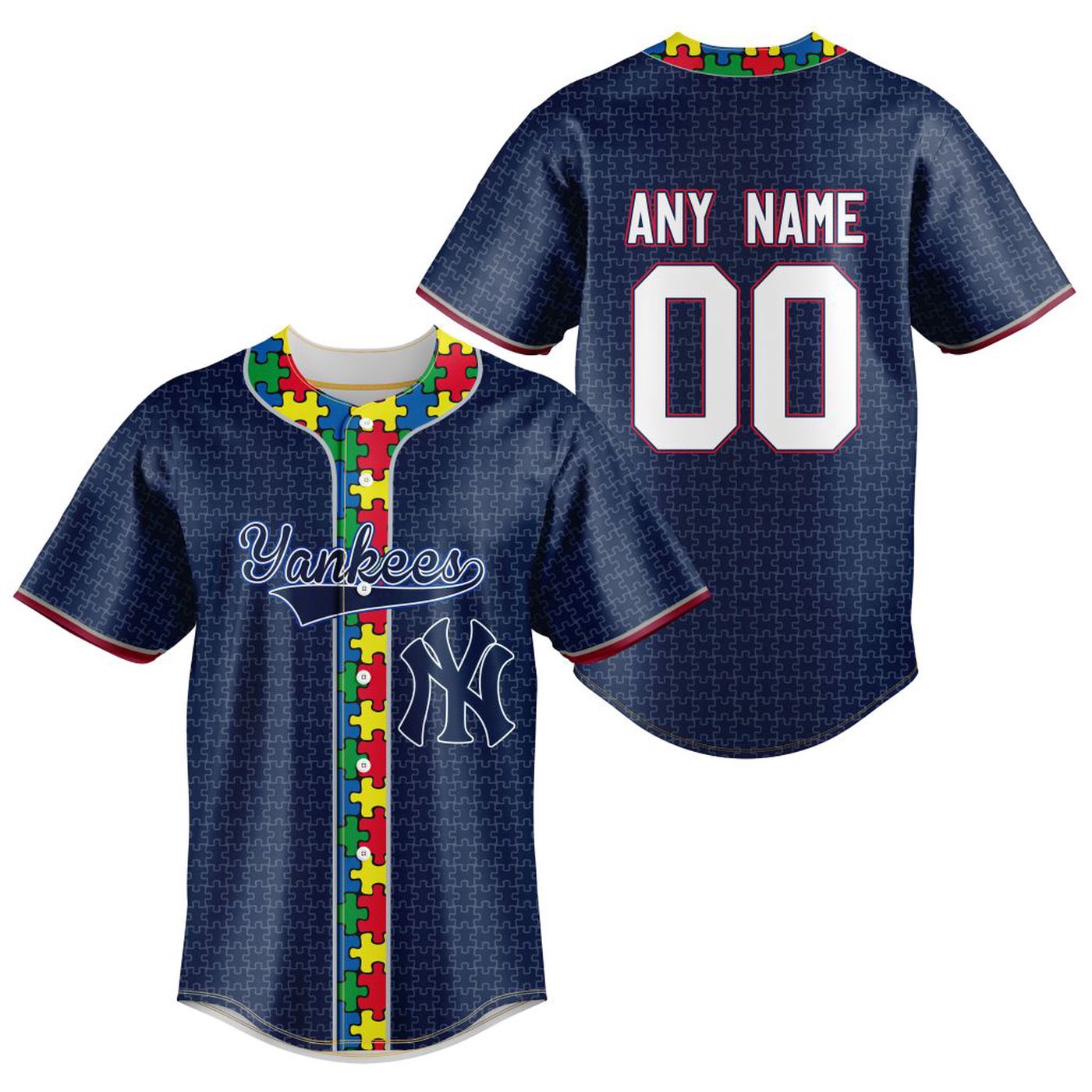 MLB NewYork Yankees Specialized Baseball Jersey Fearless Aganst Autism Gift for Men Women - Bafud T-Shirts,... (Image 2)