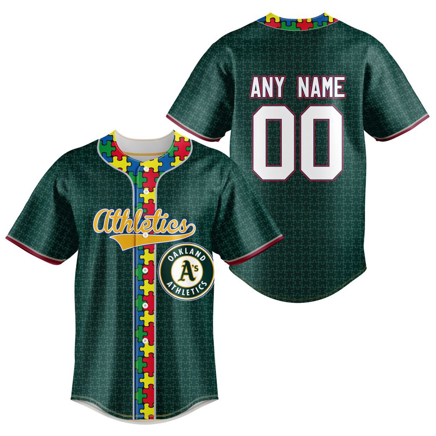 MLB Oakland Athletics Mix Grateful Dead | Specialized Baseball Jersey Fearless Aganst Autism Gift for Men Women... (Image 2)