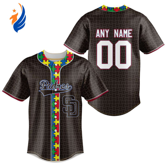 MLB San Diego Padres Specialized Baseball Jersey Fearless Aganst Autism Gift for Men Women - Bafud T-Shirts,... (Image 1)