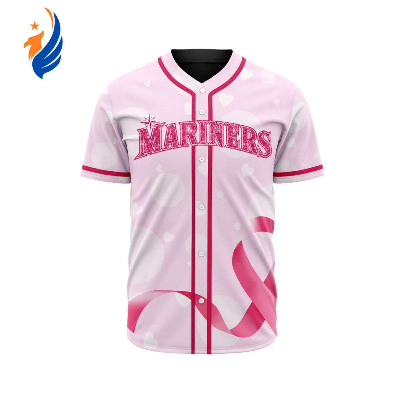 MLB Seattle Mariners Special Pink Design Fight Breast Cancer Baseball Jersey Gift for Men Women - Bafud... (Image 1)