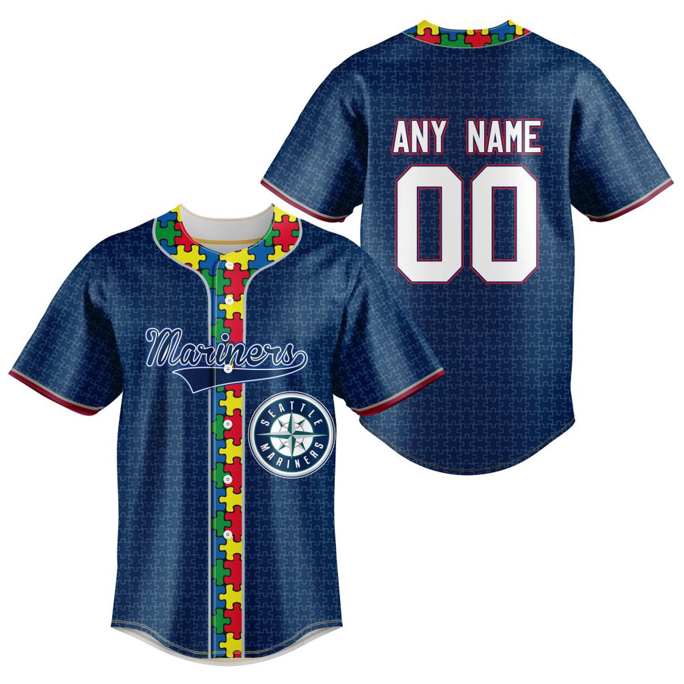 MLB Seattle Mariners Specialized Baseball Jersey Fearless Aganst Autism Gift for Men Women - Bafud T-Shirts,... (Image 2)