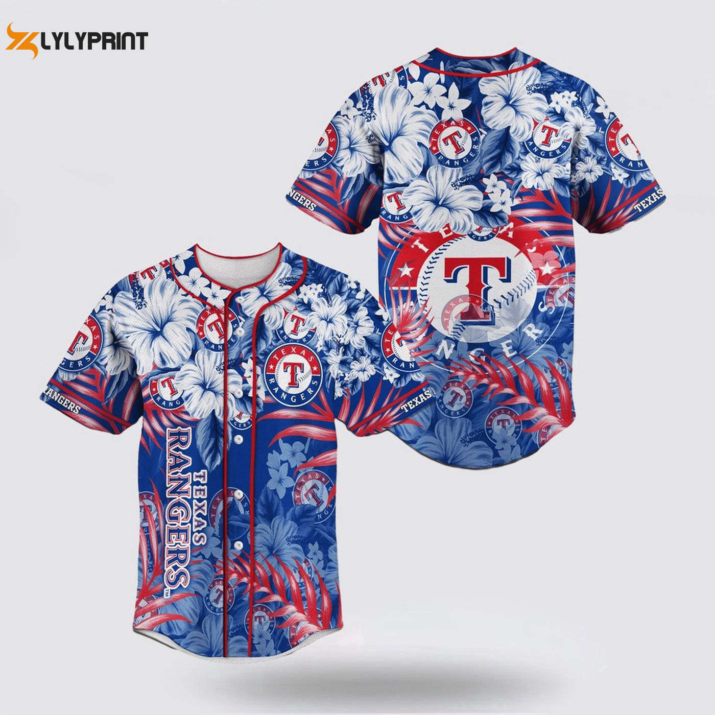 Texas Rangers Flower Pattern Baseball Jersey - Perfect for Fans - Gift for Men Women - lylyprint.com T-Shirts,... (Image 1)