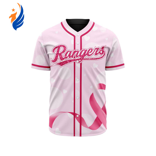 MLB Texas Rangers Special Pink Design Fight Breast Cancer Baseball Jersey Gift for Men Women - Bafud T-Shirts,... (Image 1)
