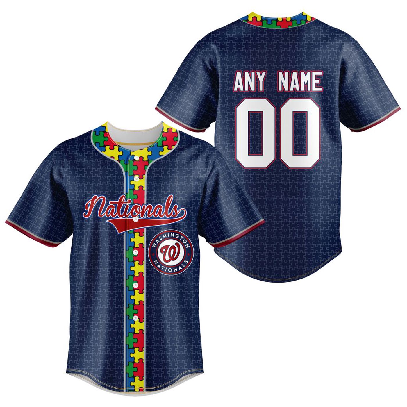MLB Washington Nationals Specialized Baseball Jersey Fearless Aganst Autism Gift for Men Women - Bafud... (Image 2)
