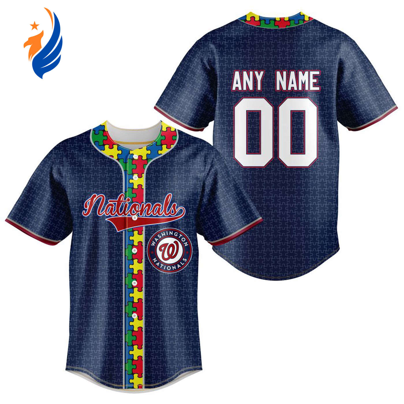 MLB Washington Nationals Specialized Baseball Jersey Fearless Aganst Autism Gift for Men Women - Bafud... (Image 1)