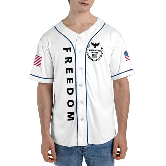 Freedom Charlie Kirk Forever In Our Hearts White Baseball Jersey T-Shirts, Hoodie, Sweatshirt | WearSparks.com (Image 1)