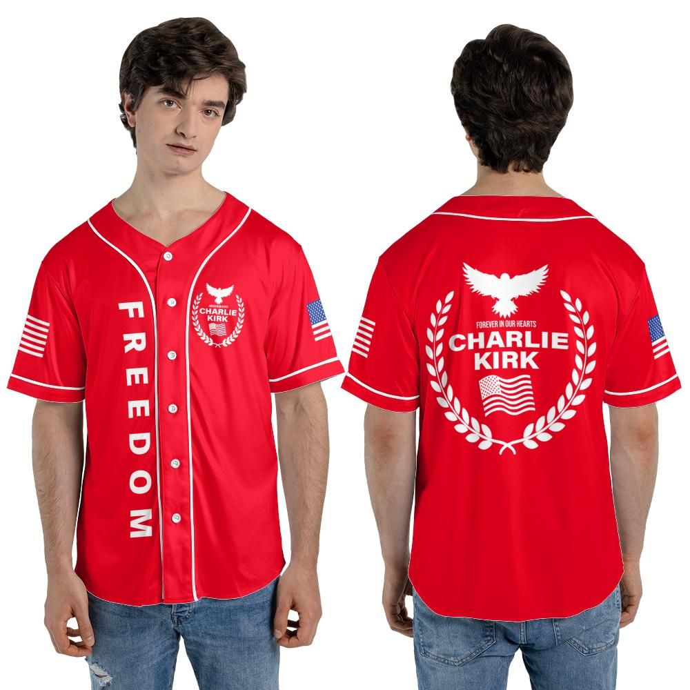 Freedom Charlie Kirk Forever In Our Hearts Baseball Jersey T-Shirts, Hoodie, Sweatshirt | WearSparks.com (Image 3)