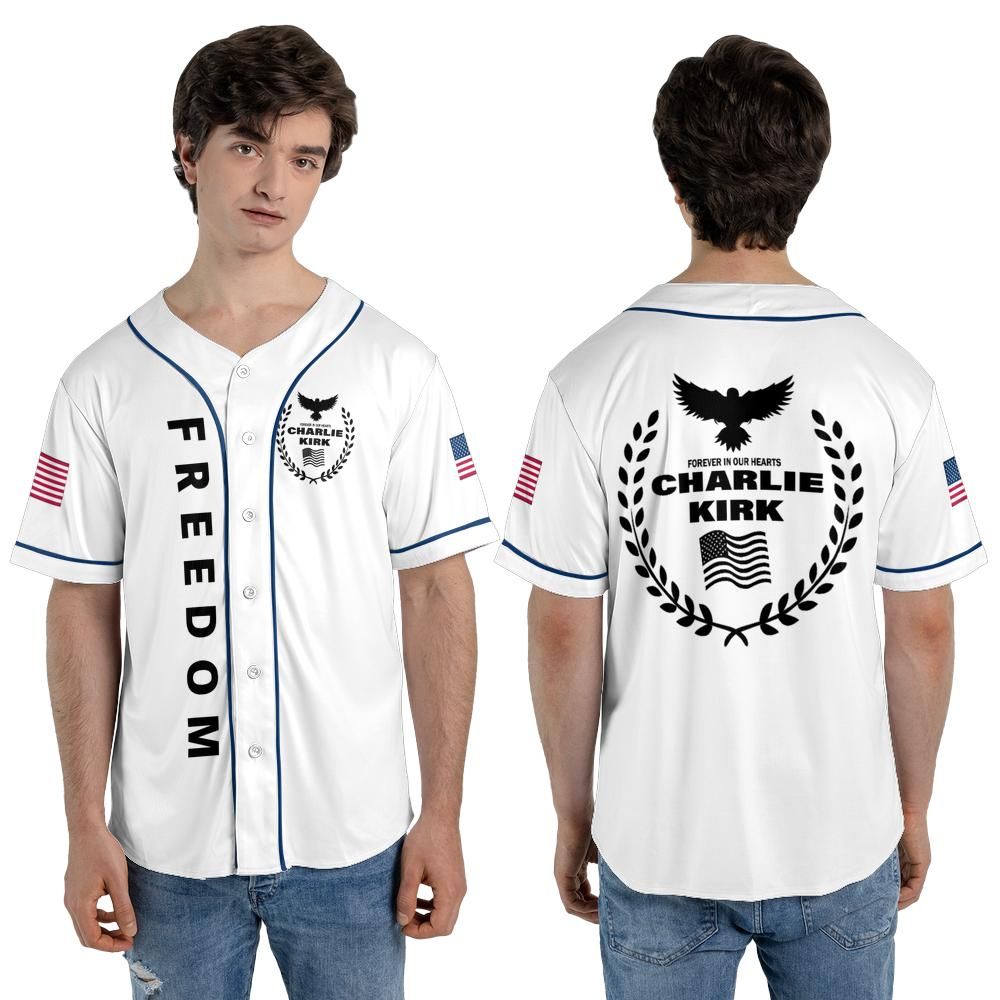 Freedom Charlie Kirk Forever In Our Hearts White Baseball Jersey T-Shirts, Hoodie, Sweatshirt | WearSparks.com (Image 3)