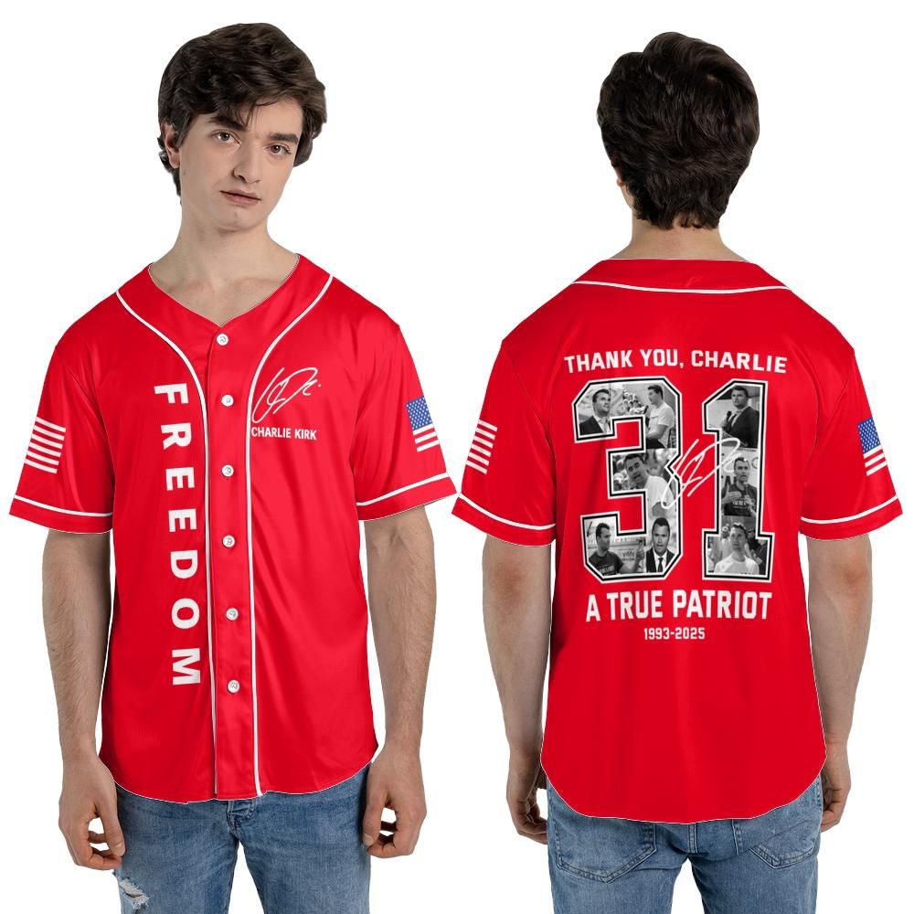 Freedom Thank You Charlie A True Patriot 31 Baseball Jersey T-Shirts, Hoodie, Sweatshirt | WearSparks.com (Image 3)