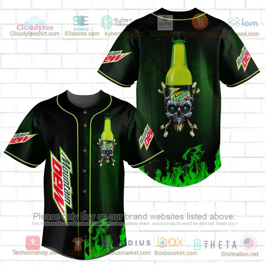 HOT Mountain Dew skull head Baseball Jersey Shirt