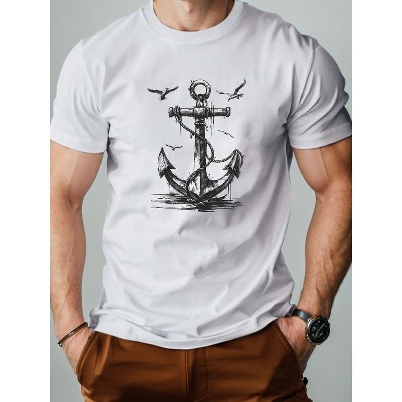 nautical Bold Anchor Illustration men's Tshirt comfort fit Made in USA Hoodie, Sweatshirt | WearSparks.com