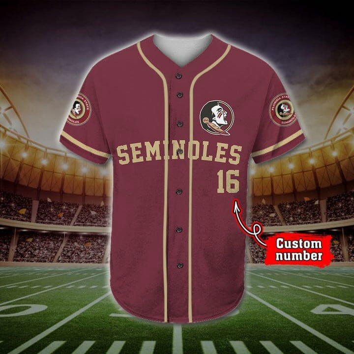 NCAA Florida State Seminoles Custom Name Number Mascot Baseball Jersey Unisex Shirt (Image 2)
