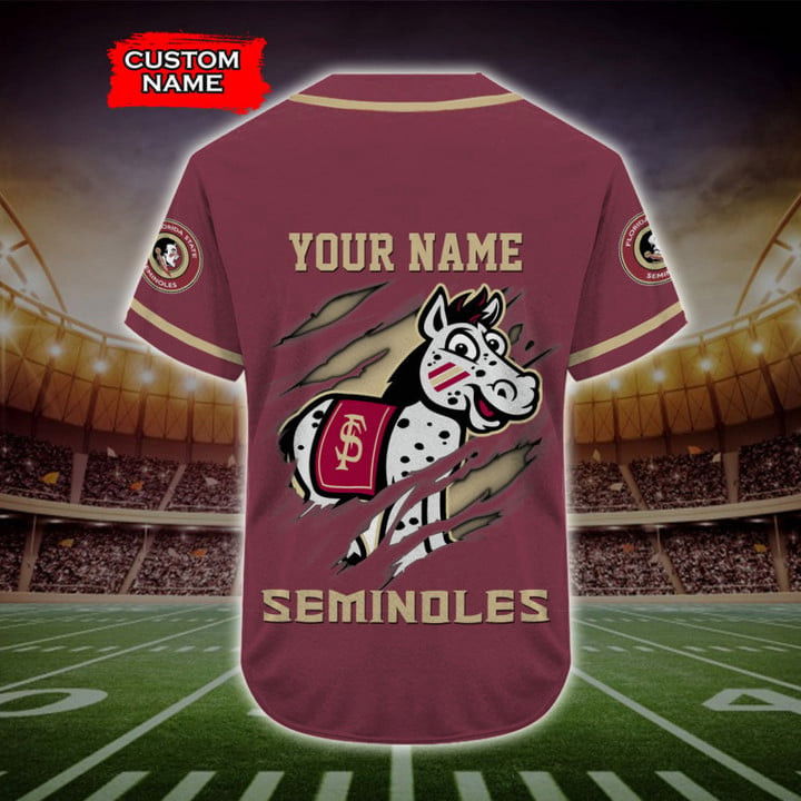 NCAA Florida State Seminoles Custom Name Number Mascot Baseball Jersey Unisex Shirt (Image 3)