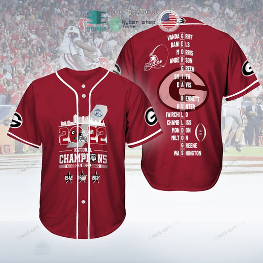 BEST NCAA Georgia Bulldogs 2022 National Champions Red Baseball Jersey