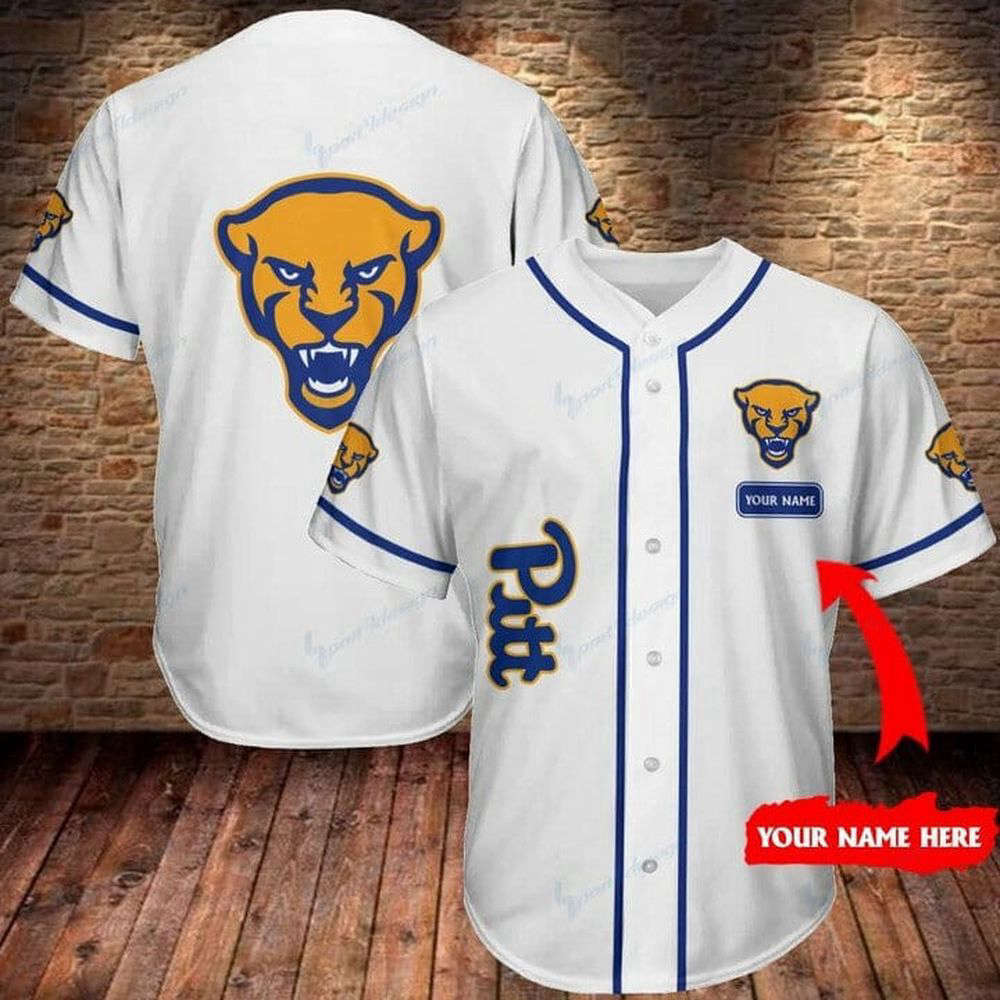 NCAA Pittsburgh Panthers Custom Name White Baseball Jersey Unisex Shirt, Gift For Men And Women