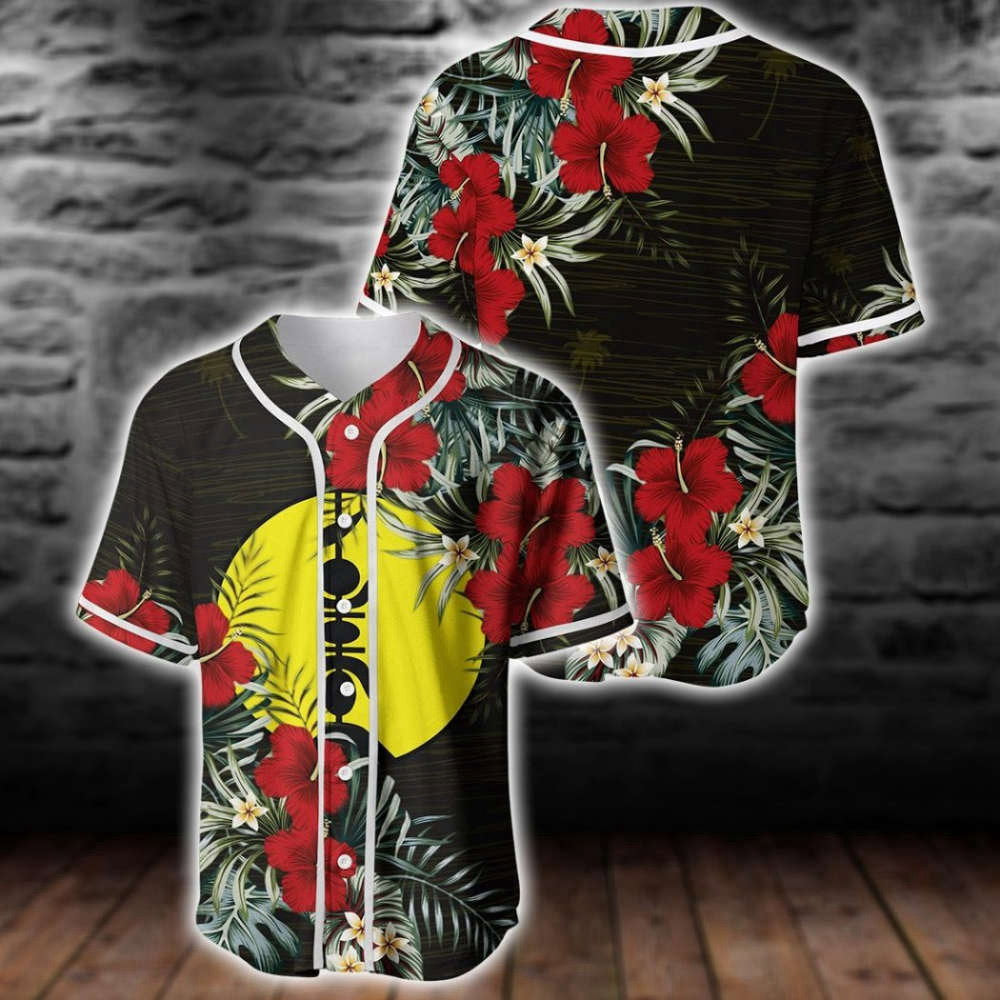 New Caledonia Flag Hibiscus Baseball Jersey: Vibrant Design for Fans