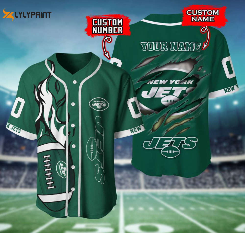 New York Jets Personalized Baseball Jersey Fan Gifts - lylyprint.com T-Shirts, Hoodie, Sweatshirt | WearSparks.com (Image 1)