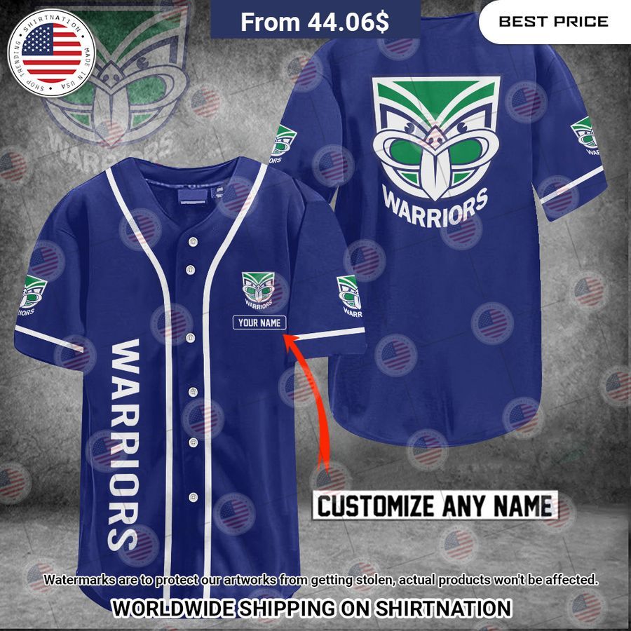 New Zealand Warriors Custom Name Baseball Jersey