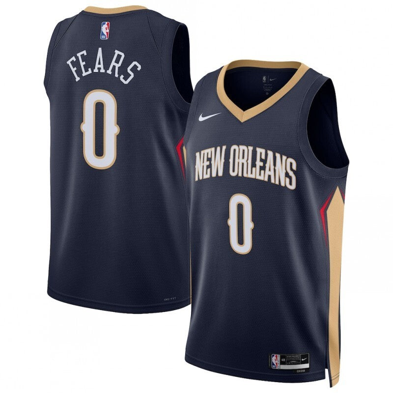 new orleans pelicans #0 jeremiah fears unisex swingman jersey - icon edition - navy