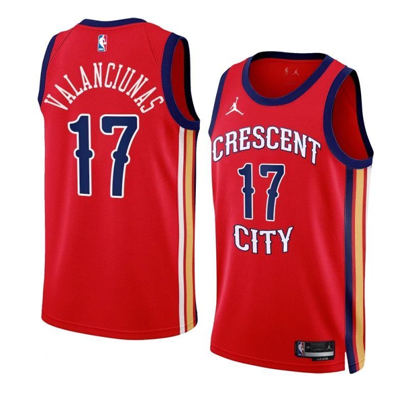new orleans pelicans #17 jonas valanciunas 2023-24 statement edition red swingman jersey