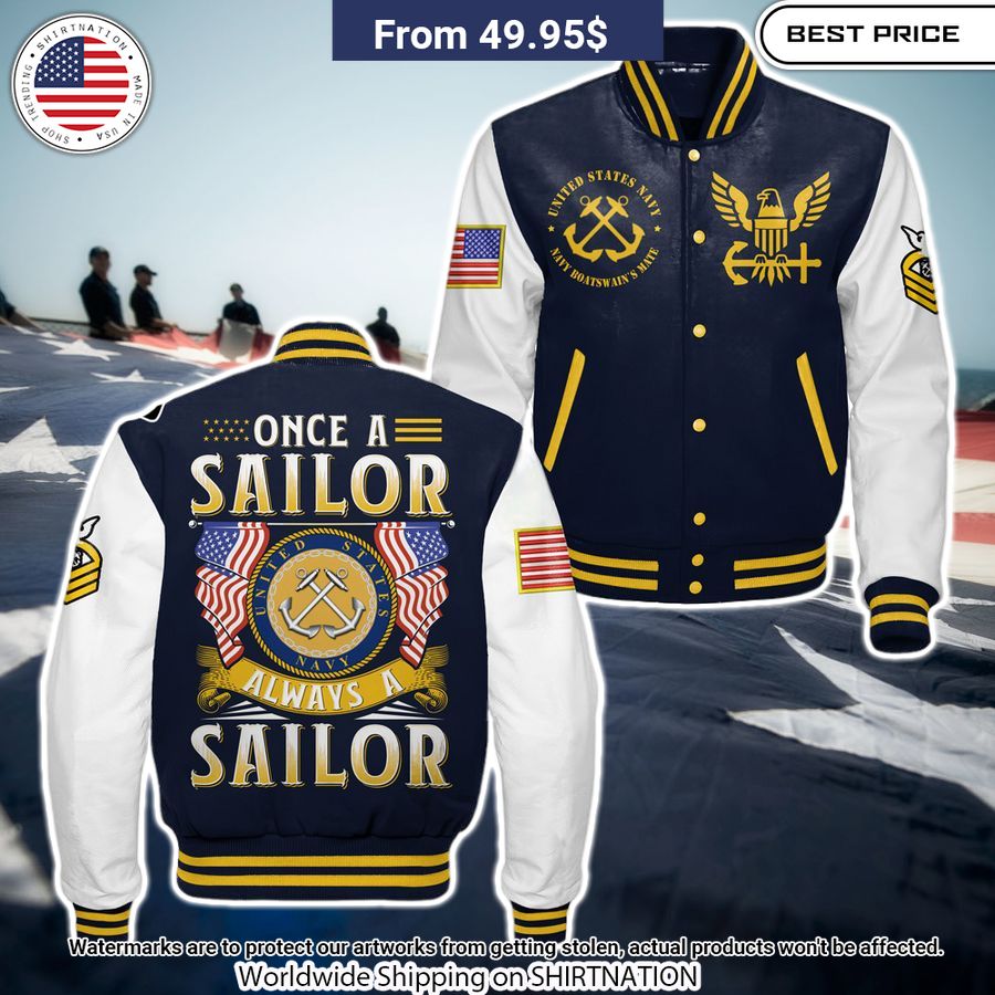 Once A Sailor Always A Sailor US Navy Baseball Jacket
