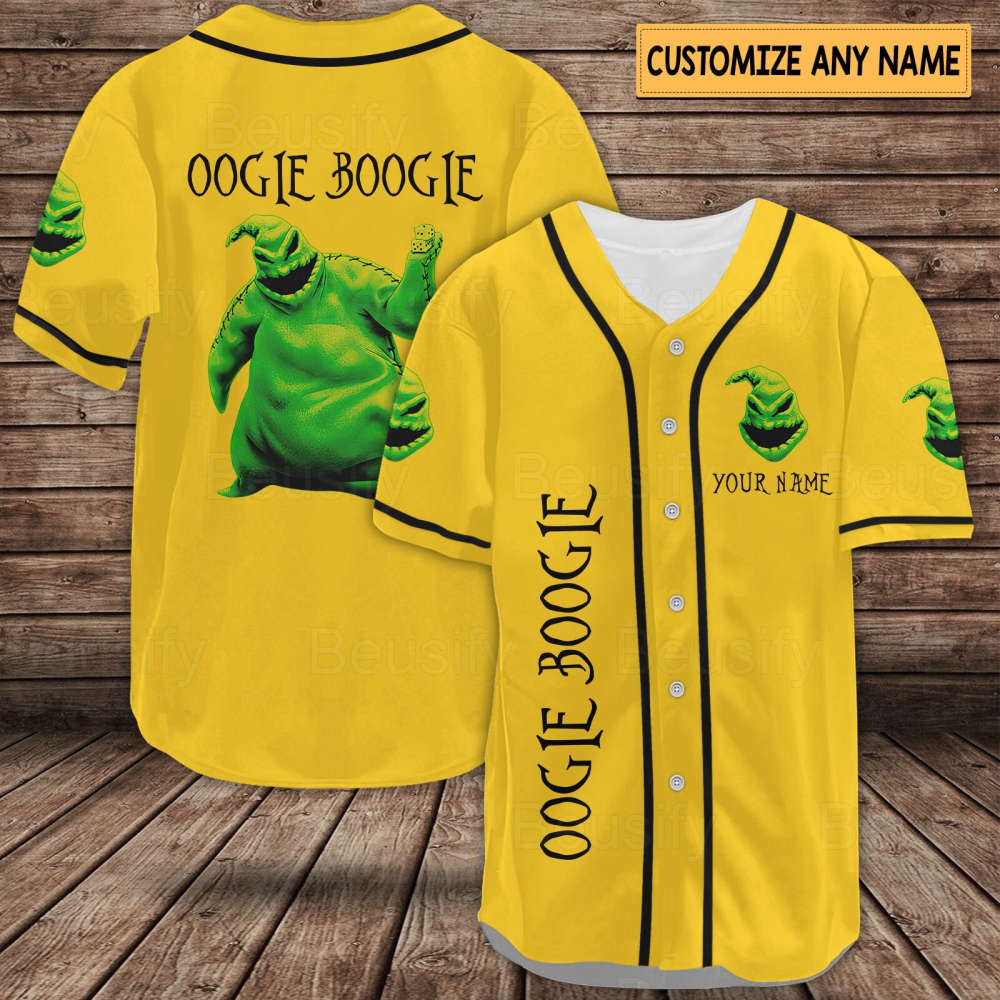 Oogie Boogie Baseball Jersey & Shirt: Horror Movie Shirts Nightmare Before Christmas Unique Oogie Boogie Gifts (Image 2)