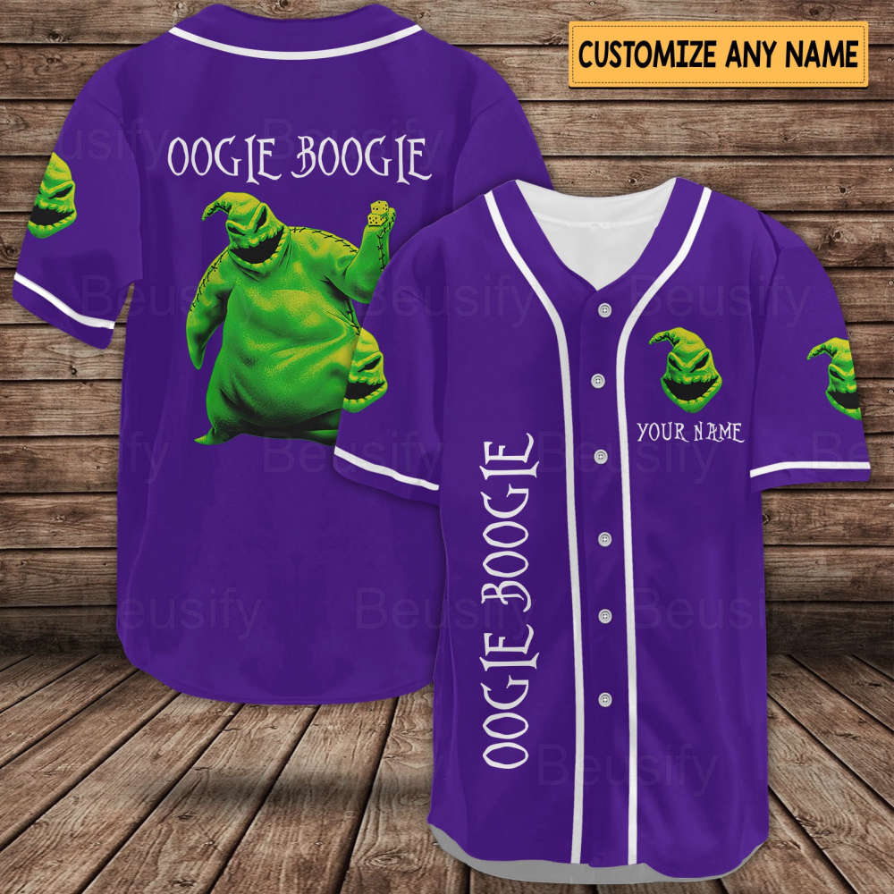 Oogie Boogie Baseball Jersey & Shirt: Horror Movie Shirts Nightmare Before Christmas Unique Oogie Boogie Gifts (Image 4)