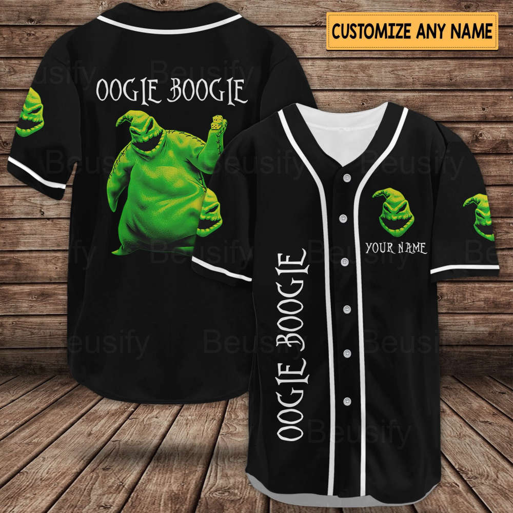 Oogie Boogie Baseball Jersey & Shirt: Horror Movie Shirts Nightmare Before Christmas Unique Oogie Boogie Gifts (Image 5)