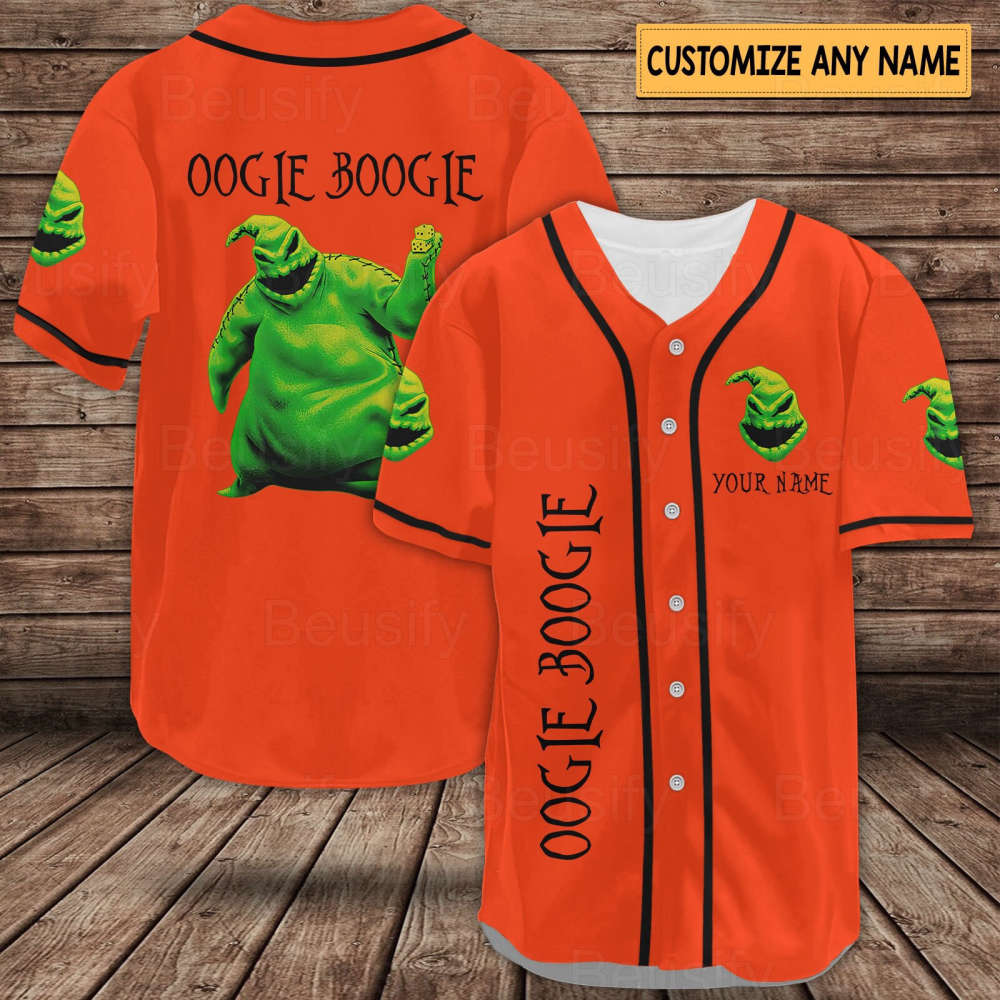 Oogie Boogie Baseball Jersey & Shirt: Horror Movie Shirts Nightmare Before Christmas Unique Oogie Boogie Gifts (Image 6)