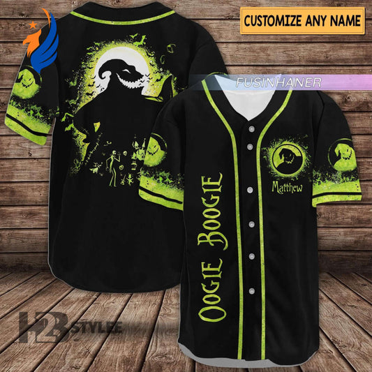 Personalized Oogie Boogie Halloween Baseball Jersey – Nightmare Before Christmas Horror Movie Shirt