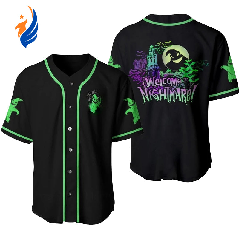 Get Spooky with the Oogie Boogie Nightmare Baseball Jersey - Perfect for Fans of Nightmare Before Christmas! - Bafud...