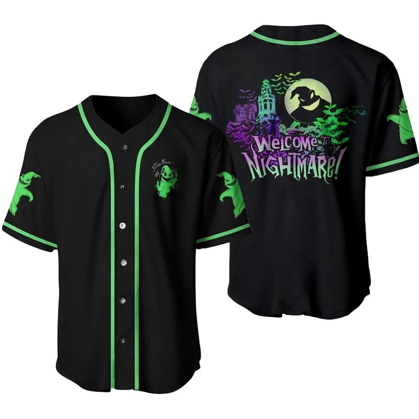 Get Spooky with the Oogie Boogie Welcome To Nightmare Baseball Jersey - Limited Edition Design - Bafud... (Image 2)