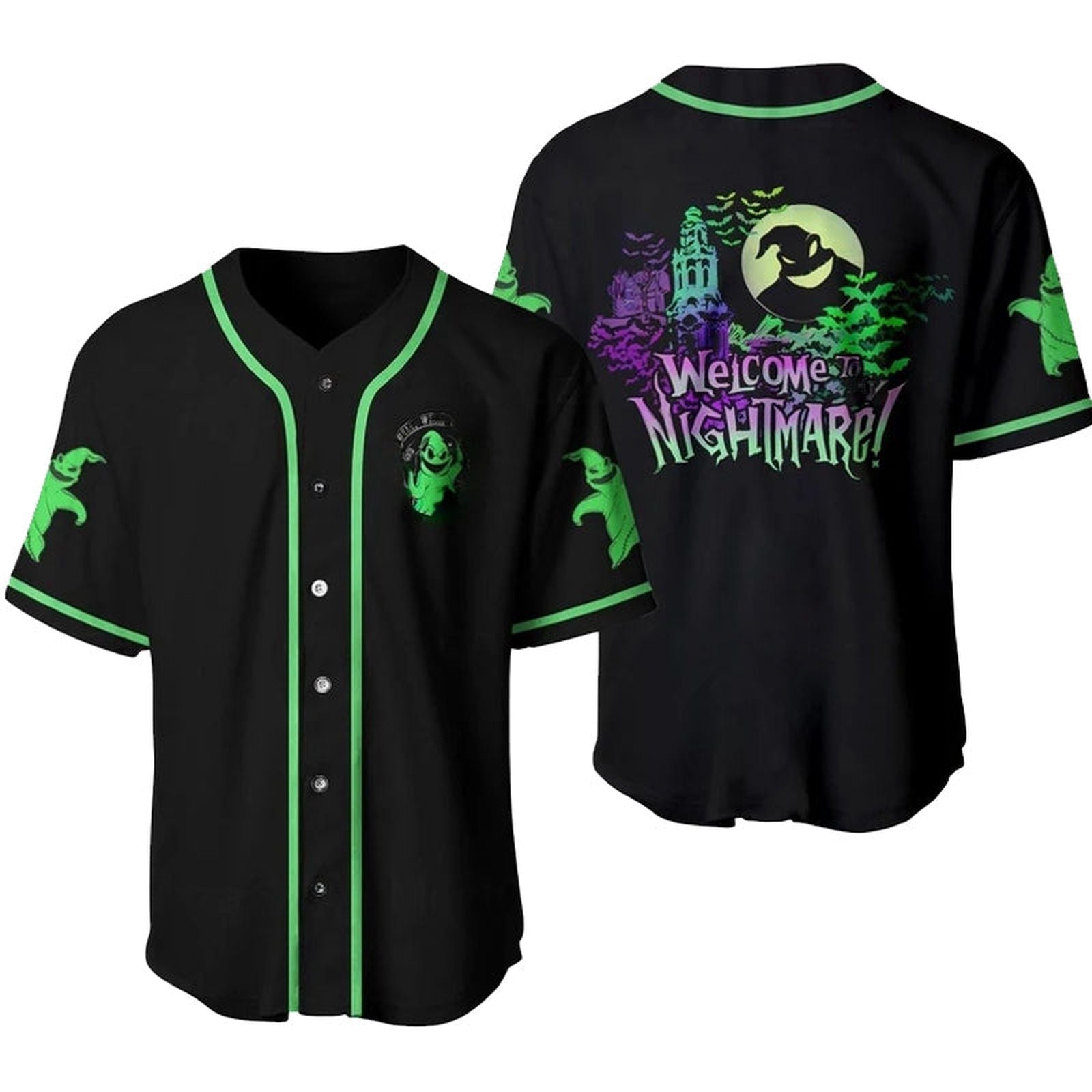 Get Spooky with the Oogie Boogie Welcome To Nightmare Baseball Jersey - Limited Edition Design - Bafud... (Image 2)