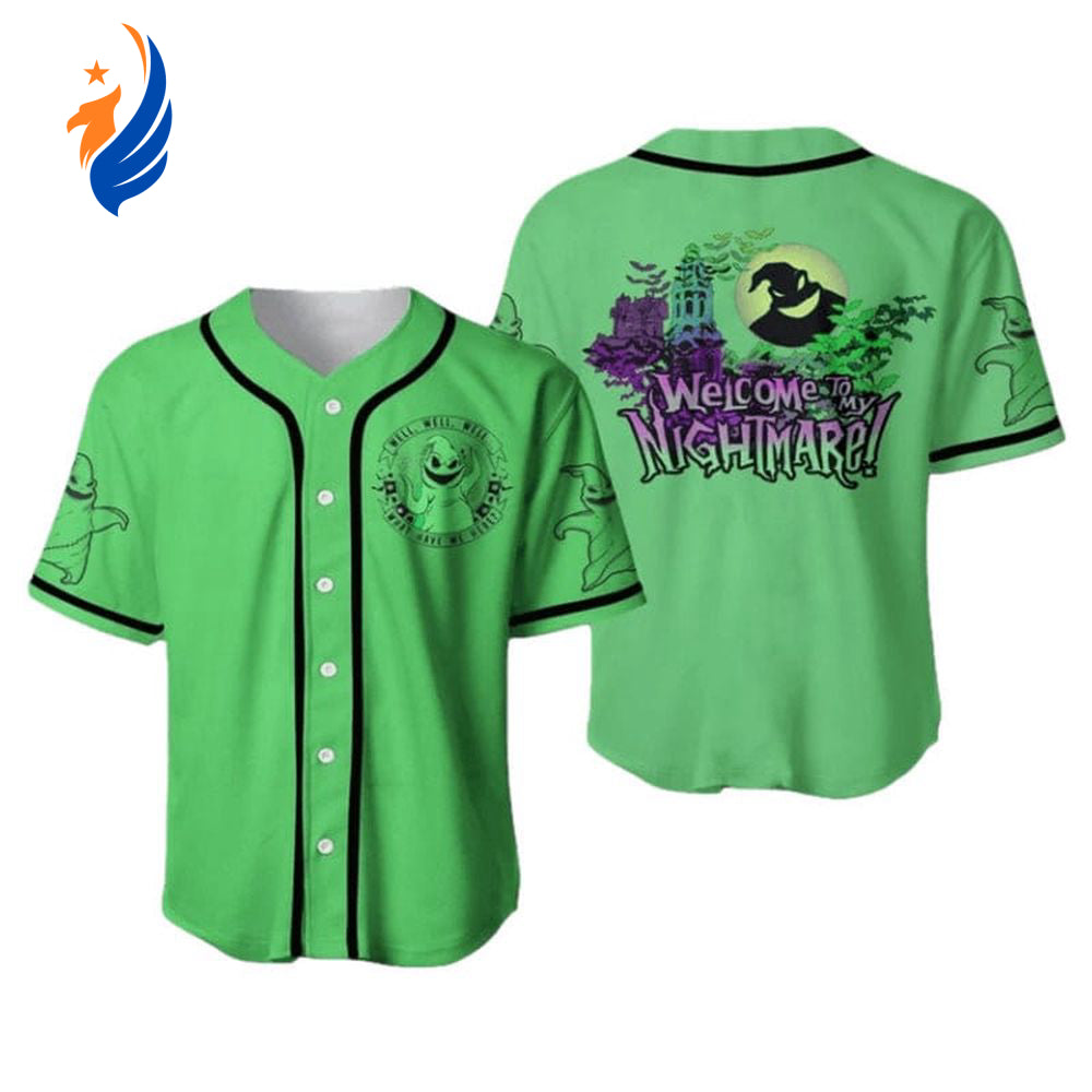 Oogie Boogie Nightmare Baseball Jersey: Welcome to the Dark Side with this Engaging & Stylish Apparel! - Bafud... (Image 1)