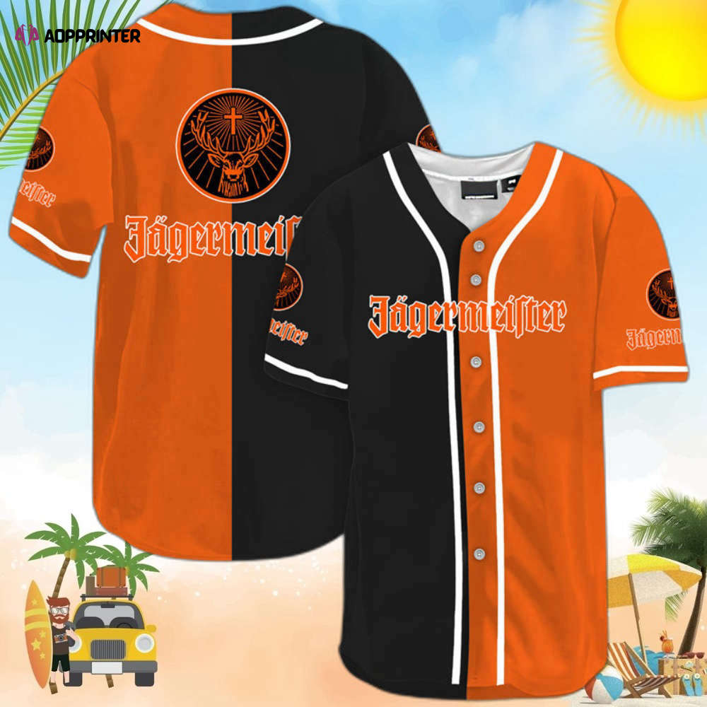 Orange Split Jagermeister Baseball Jersey - Aopprinter T-Shirts, Hoodie, Sweatshirt | WearSparks.com (Image 1)