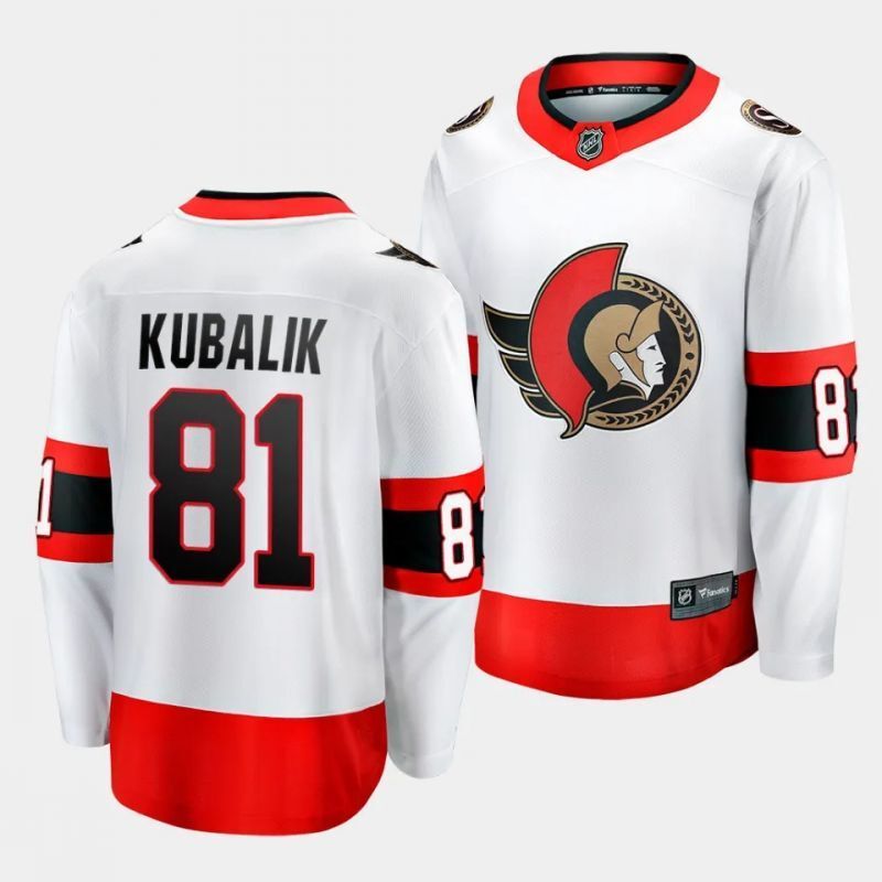 ottawa senators #81 dominik kubalik away white breakaway player jersey