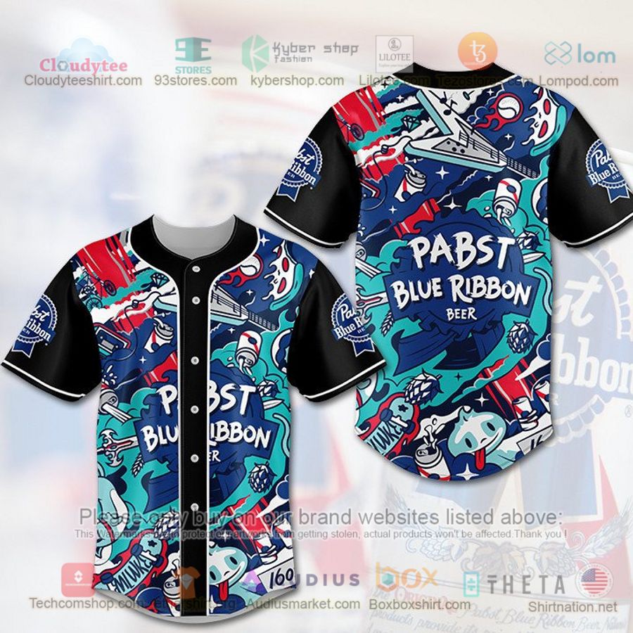 HOT Pabst Blue Ribbon Beer graphic Baseball Jersey Shirt