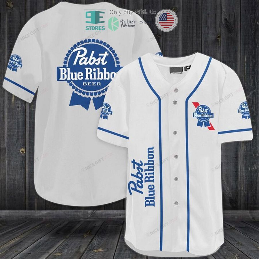 BEST Pabst Blue Ribbon Beer White Baseball Jersey