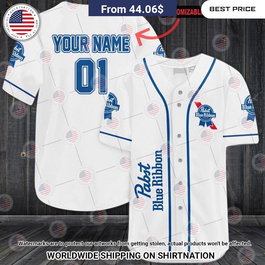 Pabst Blue Ribbon Custom Baseball Shirt
