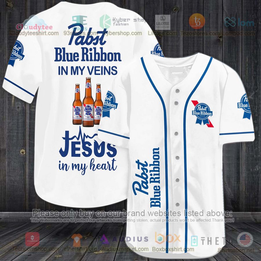 HOT Pabst Blue Ribbon In My Veins Baseball Jersey Shirt